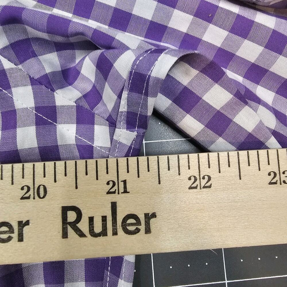 Charles Tyrwhitt Dress Shirt 15/33 Purple Gingham Check Plaid French Cuff Work - Picture 10 of 11